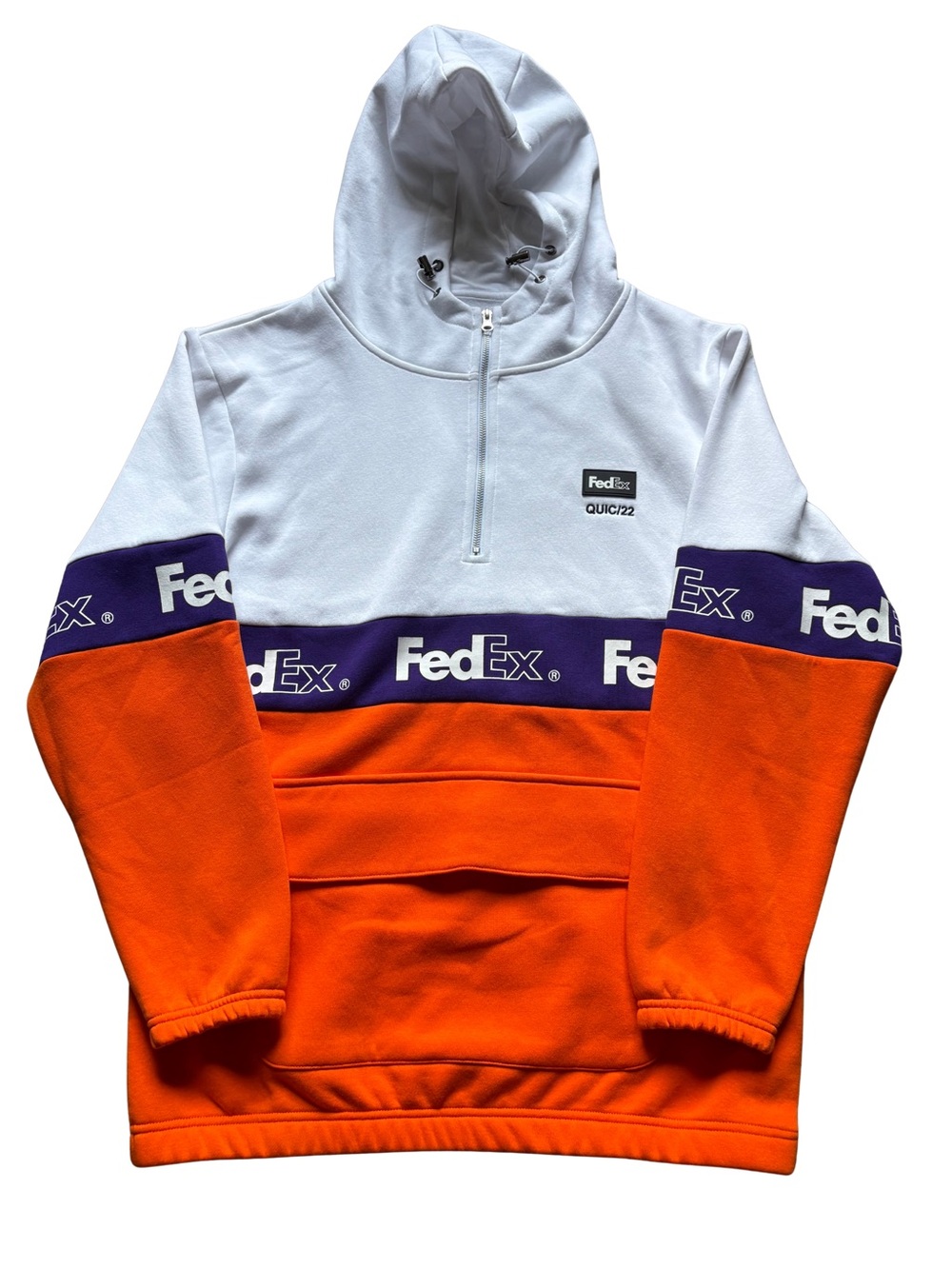 FedEx Quarter Zip Hoodie Pullover Colorblock Orange White Purple Mens L